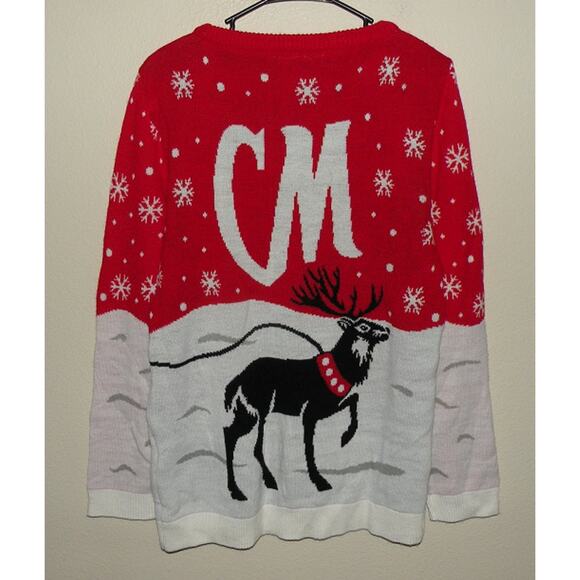 Captain Morgan Mens Medium Crewneck Sweater Red White “Here To Sleigh” Christmas - Picture 3 of 3